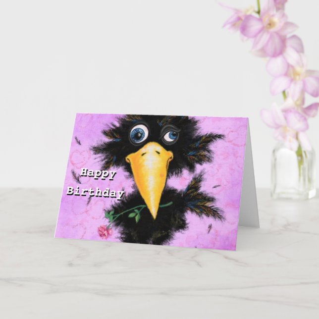 Graciosa Tarjeta De Cumpleaños En Love Crow (Orquídea)