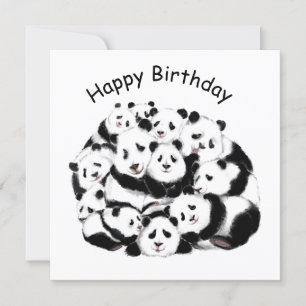 Graciosa tarjeta de cumpleaños familia Panda - Pin