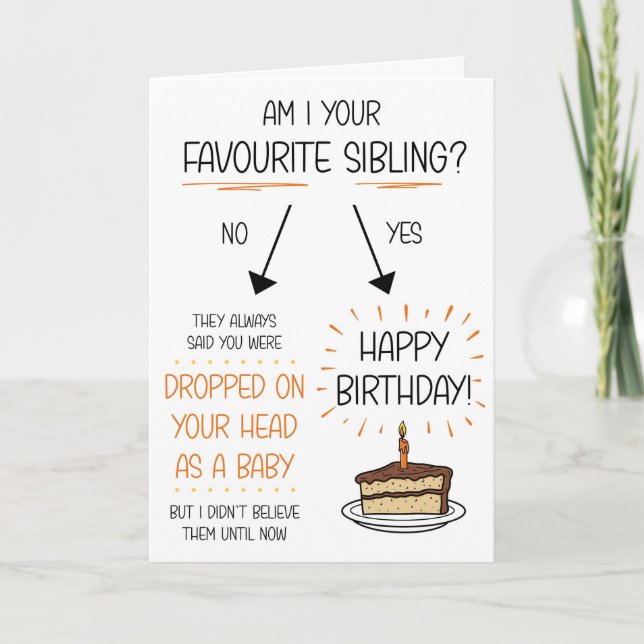 Graciosa tarjeta de cumpleaños favorita para herma (Anverso)