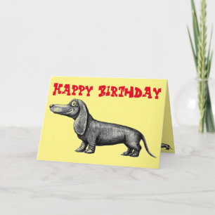Graciosa tarjeta de cumpleaños feliz de dachshund