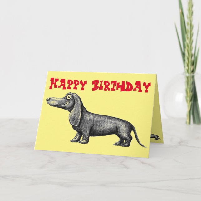 Graciosa tarjeta de cumpleaños feliz de dachshund  (Anverso)