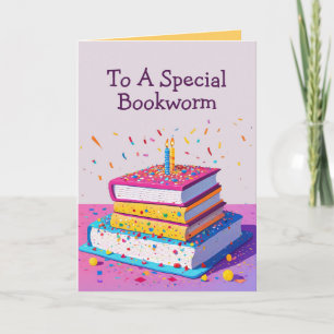 Graciosa tarjeta de cumpleaños feliz para lectores