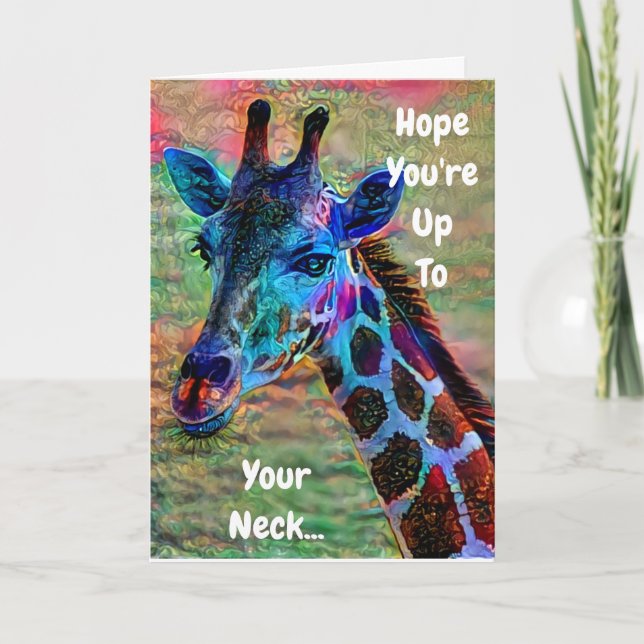 Graciosa tarjeta de cumpleaños Giraffe (Anverso)