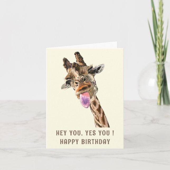 Graciosa tarjeta de cumpleaños Giraffe (Anverso)