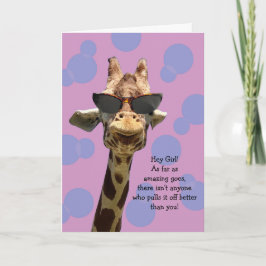 Graciosa tarjeta de cumpleaños Giraffe para Chica