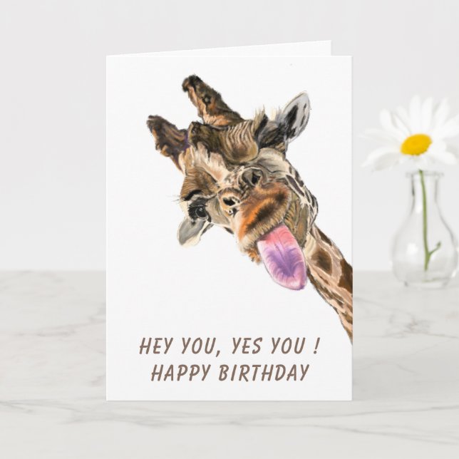 Graciosa tarjeta de cumpleaños Giraffe - Texto Per (Planta pequeña)