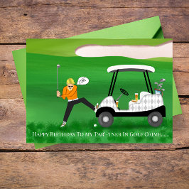 Graciosa tarjeta de cumpleaños Golfer con cerveza 