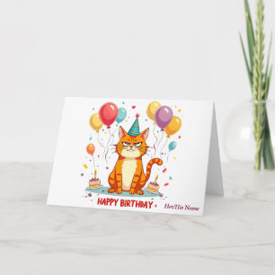 Graciosa tarjeta de cumpleaños Grumpy Cat - sobrec