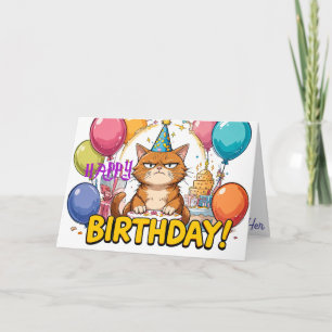 Graciosa tarjeta de cumpleaños Grumpy para gato - 