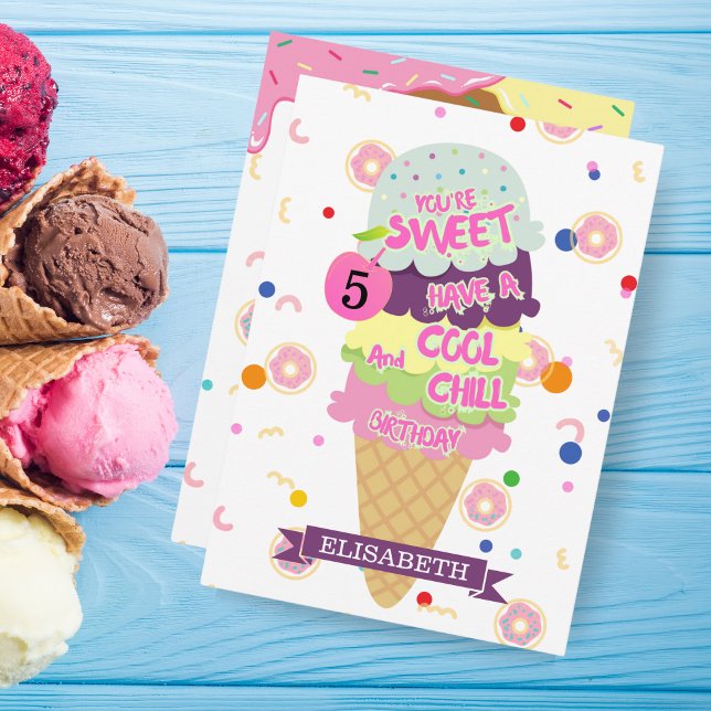 Graciosa tarjeta de cumpleaños Ice Cream Cone para (Funny Ice Cream Cone Kids Birthday Card)