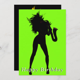 Graciosa tarjeta de cumpleaños jugadora saxohablan