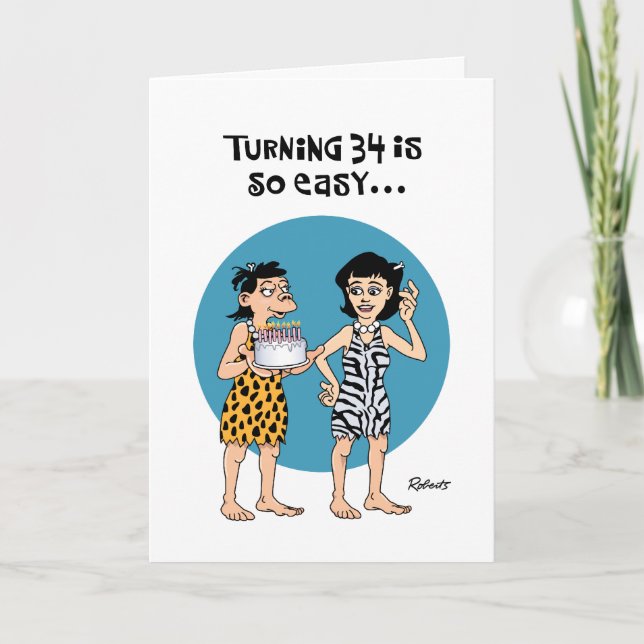 Graciosa tarjeta de cumpleaños número 34 (Anverso)