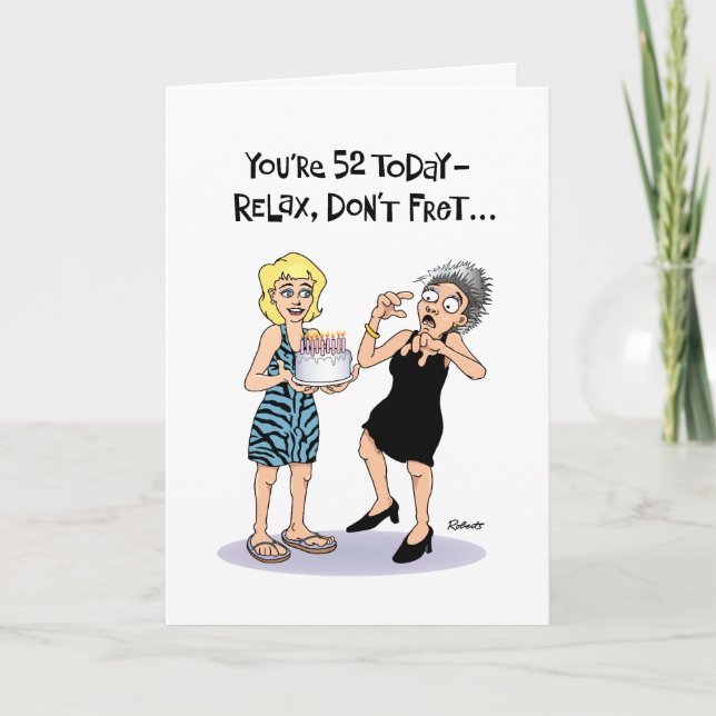 Graciosa tarjeta de cumpleaños número 52 (Anverso)