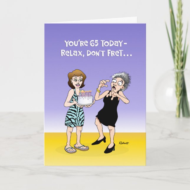 Graciosa tarjeta de cumpleaños número 65 (Anverso)