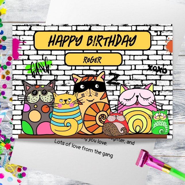 Graciosa tarjeta de cumpleaños para gangstas gatos (Funny Gangsta Cats Birthday Card)