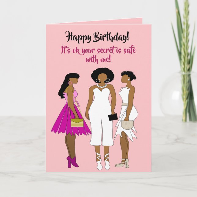 Graciosa tarjeta de cumpleaños para mujer afroamer (Anverso)