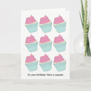 Graciosa tarjeta de cumpleaños para pasteles rosa 