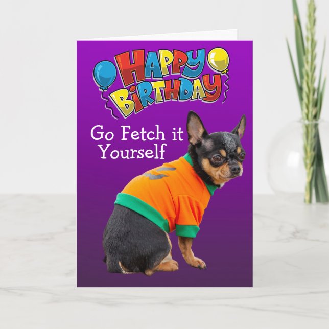 Graciosa tarjeta de cumpleaños para perros Chihuah (Anverso)