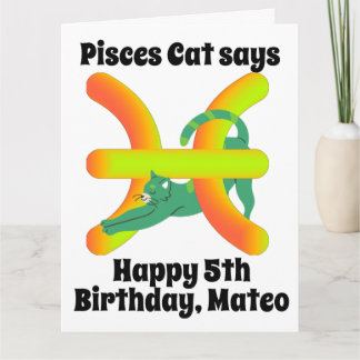 Graciosa tarjeta de cumpleaños personalizada Pisce