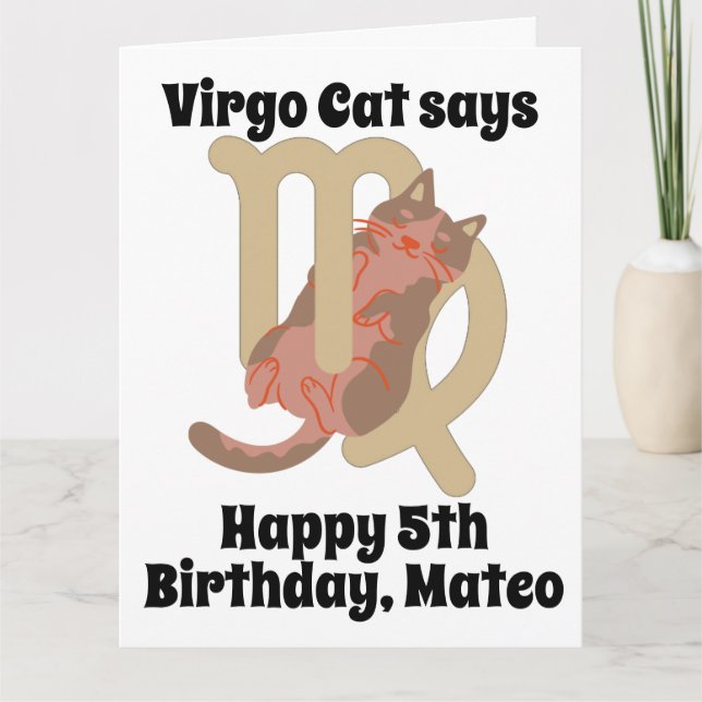 Graciosa tarjeta de cumpleaños personalizada Virgo (Anverso)