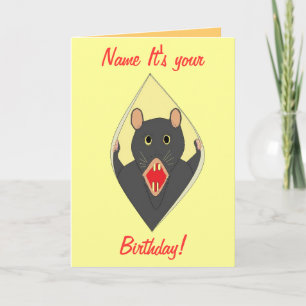 Graciosa tarjeta de cumpleaños Rat Añadir nombre p