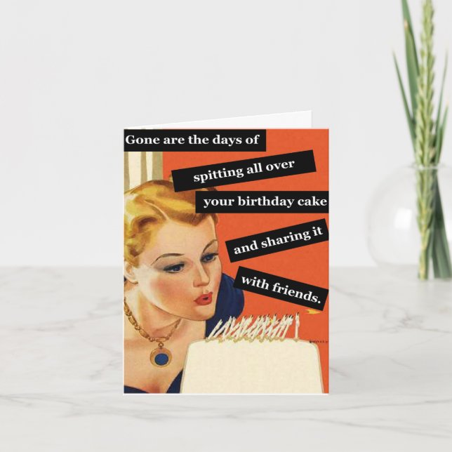 Graciosa tarjeta de cumpleaños retro que sopla vel (Anverso)