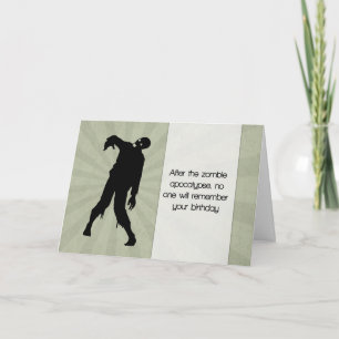 Graciosa tarjeta de cumpleaños zombi con Sunburst