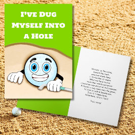 Graciosa tarjeta de disculpa de golf que siento ha