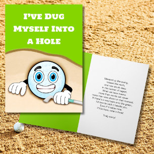 Graciosa tarjeta de disculpa de golf que siento ha