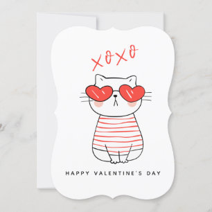 Graciosa tarjeta de El día de San Valentín de gato