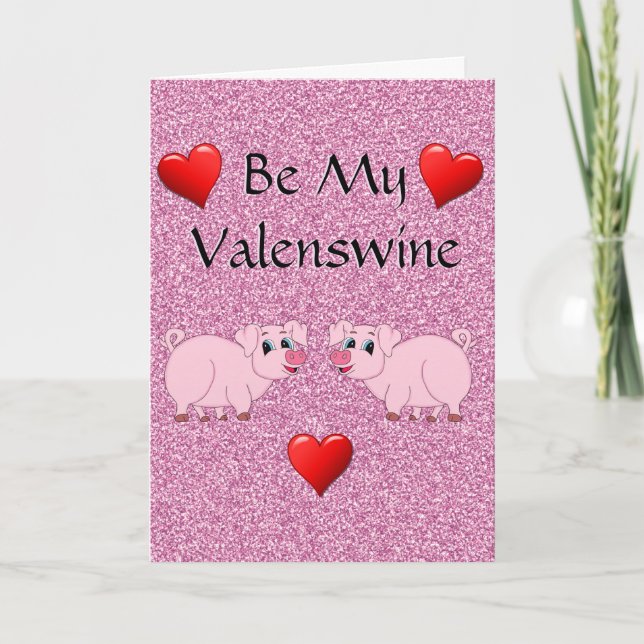 Graciosa tarjeta de El día de San Valentín porcina (Anverso)
