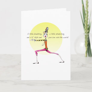 Graciosa tarjeta de felicitación de yoga posada pa