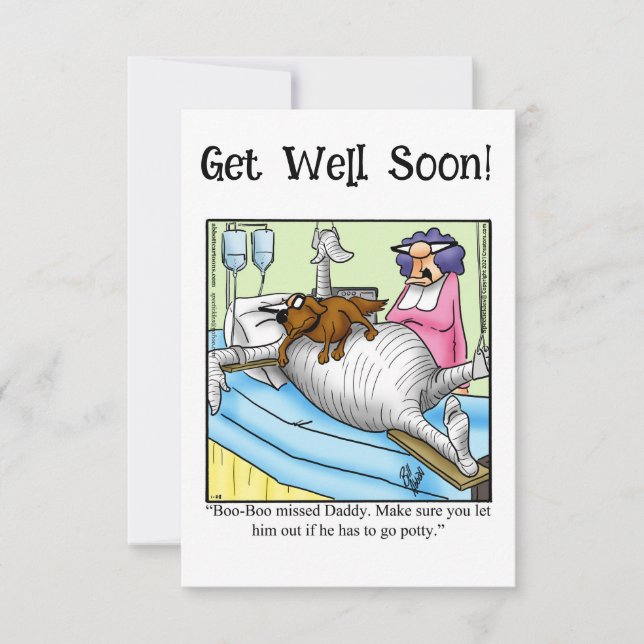 Graciosa tarjeta de felicitación Get Well Humor (Anverso)