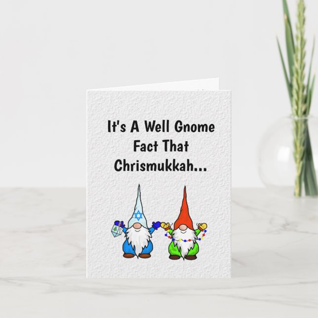 Graciosa tarjeta de felicitación Gnome Chrismukkah (Anverso)