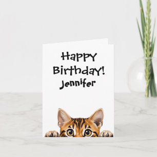 Graciosa tarjeta de felicitación plegada del gato