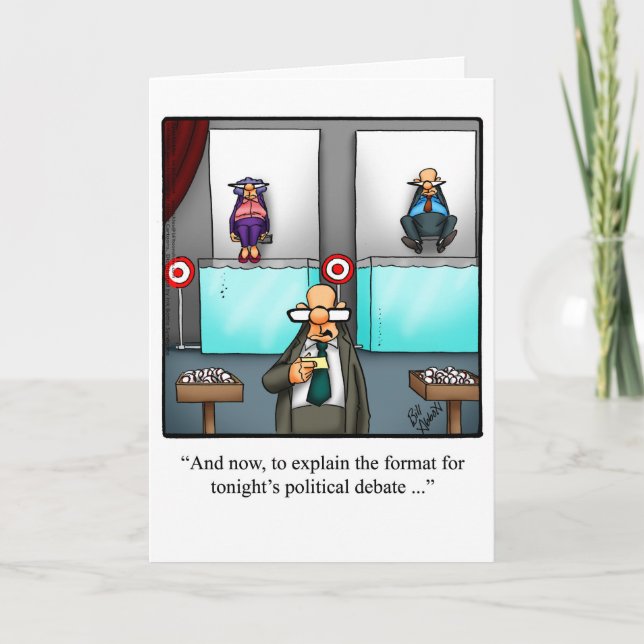 Graciosa tarjeta de felicitación por humor polític (Anverso)