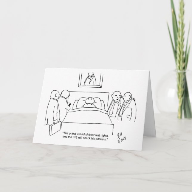 Graciosa tarjeta de felicitación por muerte e impu (Anverso)