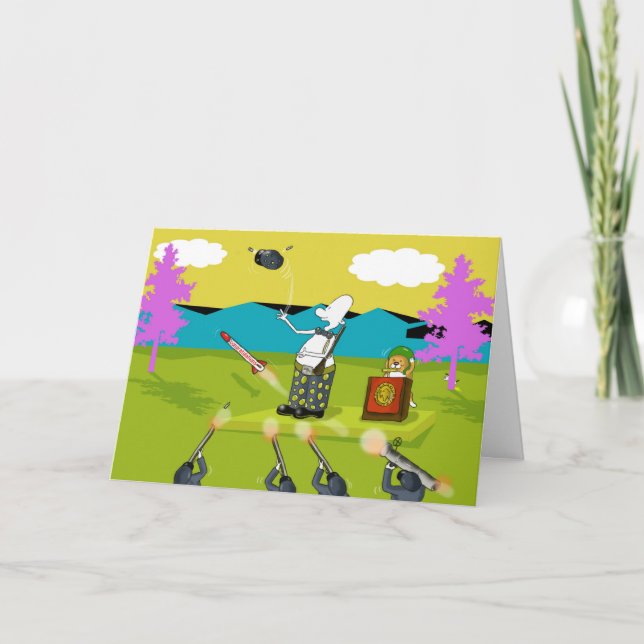 Graciosa tarjeta de felicitaciones a los soldados (Anverso)