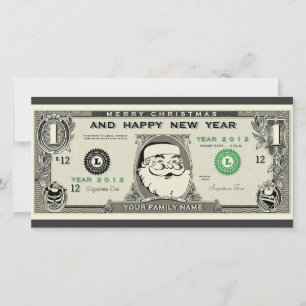 Graciosa tarjeta de fotos de 1$ de Santa, Año Nuev