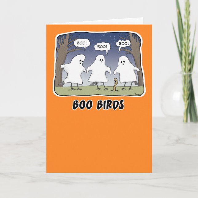 Graciosa tarjeta de Halloween: Boo Birds (Anverso)