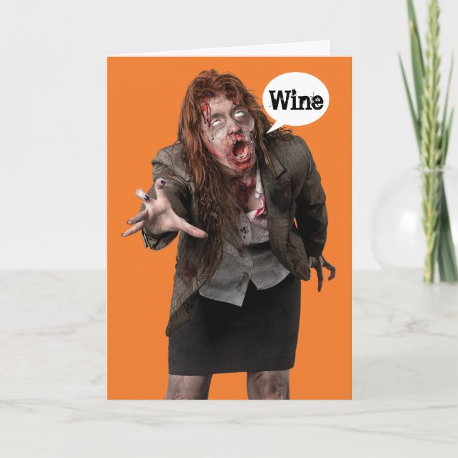 Graciosa tarjeta de Halloween de Wino Feliz Hallow (Anverso)