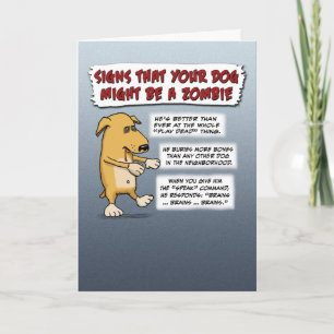 Graciosa tarjeta de Halloween: Perro Zombie