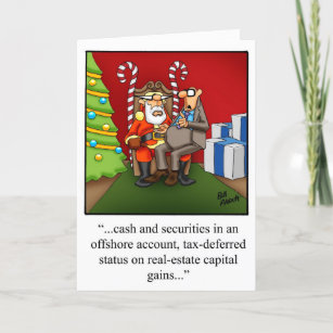 Graciosa tarjeta de humor para Navidades financier