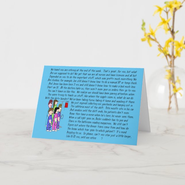 Graciosa tarjeta de jubilación de enfermera #5 (flor amarilla)