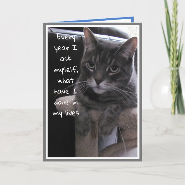 Graciosa tarjeta de natalidad para gato (Anverso)
