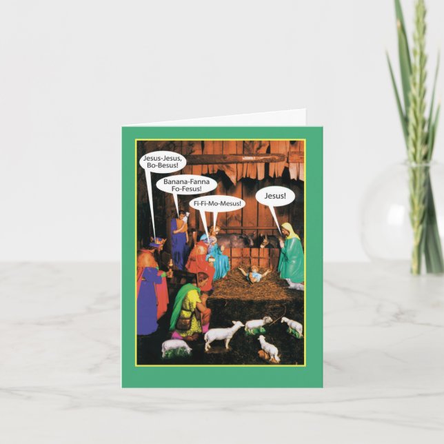 Graciosa tarjeta de Navidad de Feliz Feliz - Jesus (Anverso)