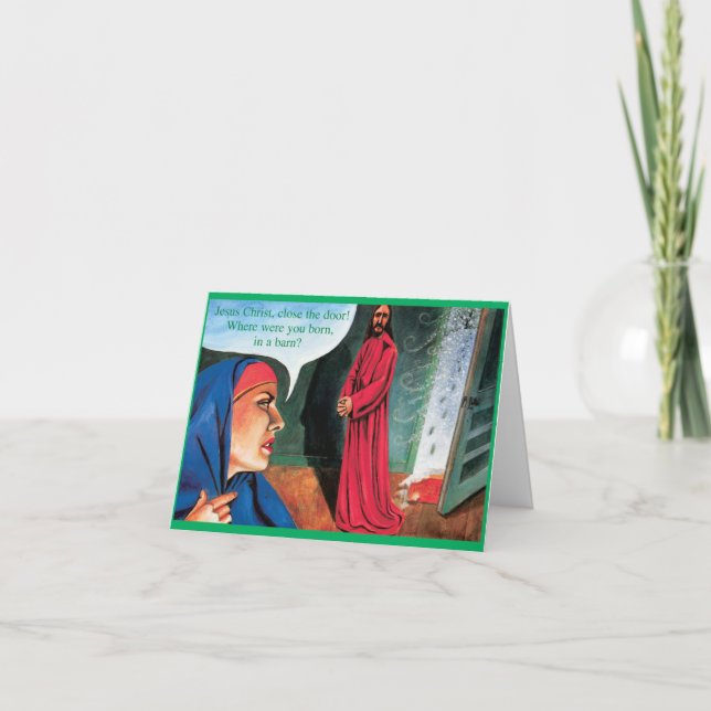 Graciosa Tarjeta De Navidad De Merry - Nacida En U (Anverso)