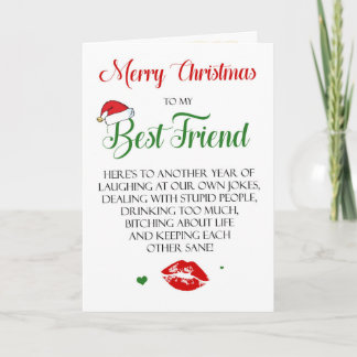 Graciosa tarjeta de Navidades a mejor amigo para B