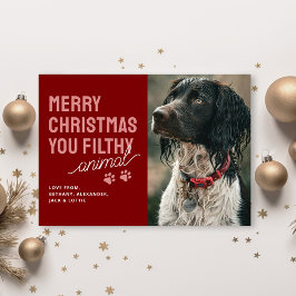 Graciosa tarjeta de Navidades de Mascotas de anima