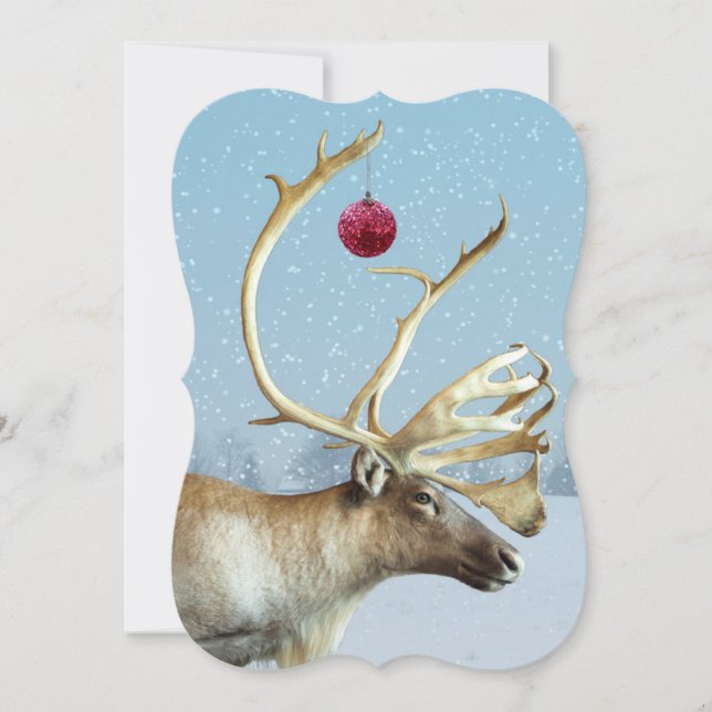 Graciosa tarjeta de Navidades de renos ornamentos (Anverso)